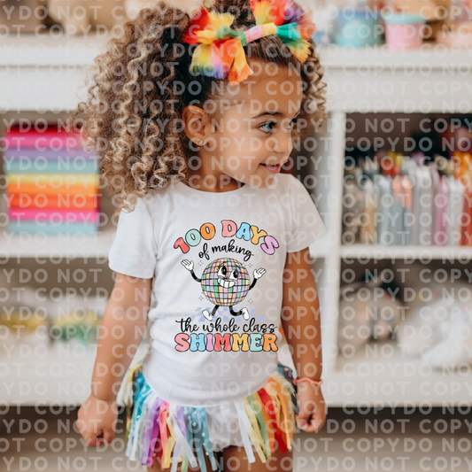 Disco Ball Templete 100 Days of School Celebration Shirt