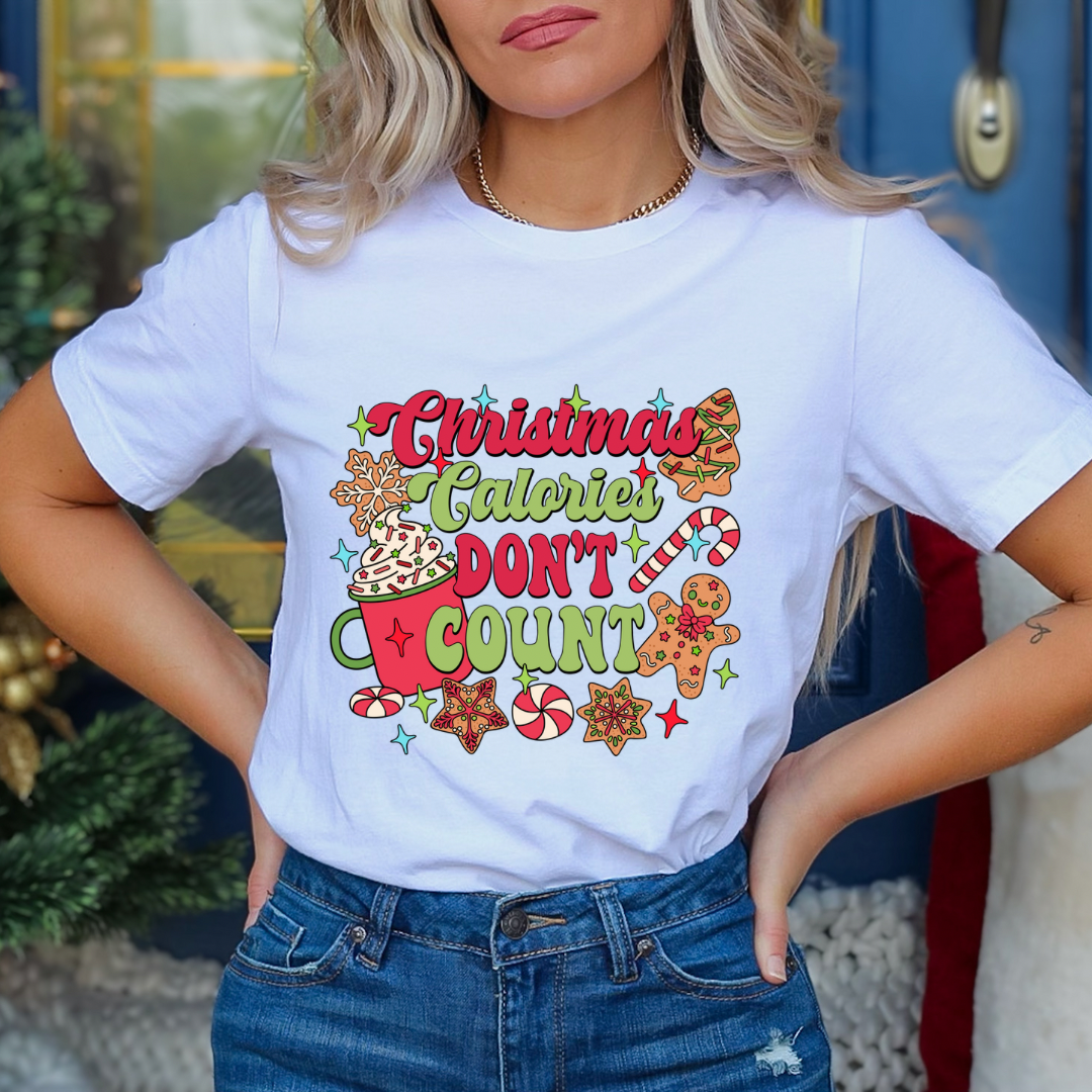 "Keep Calm and Enjoy Christmas Delights: Calories Don't Count Shirt"