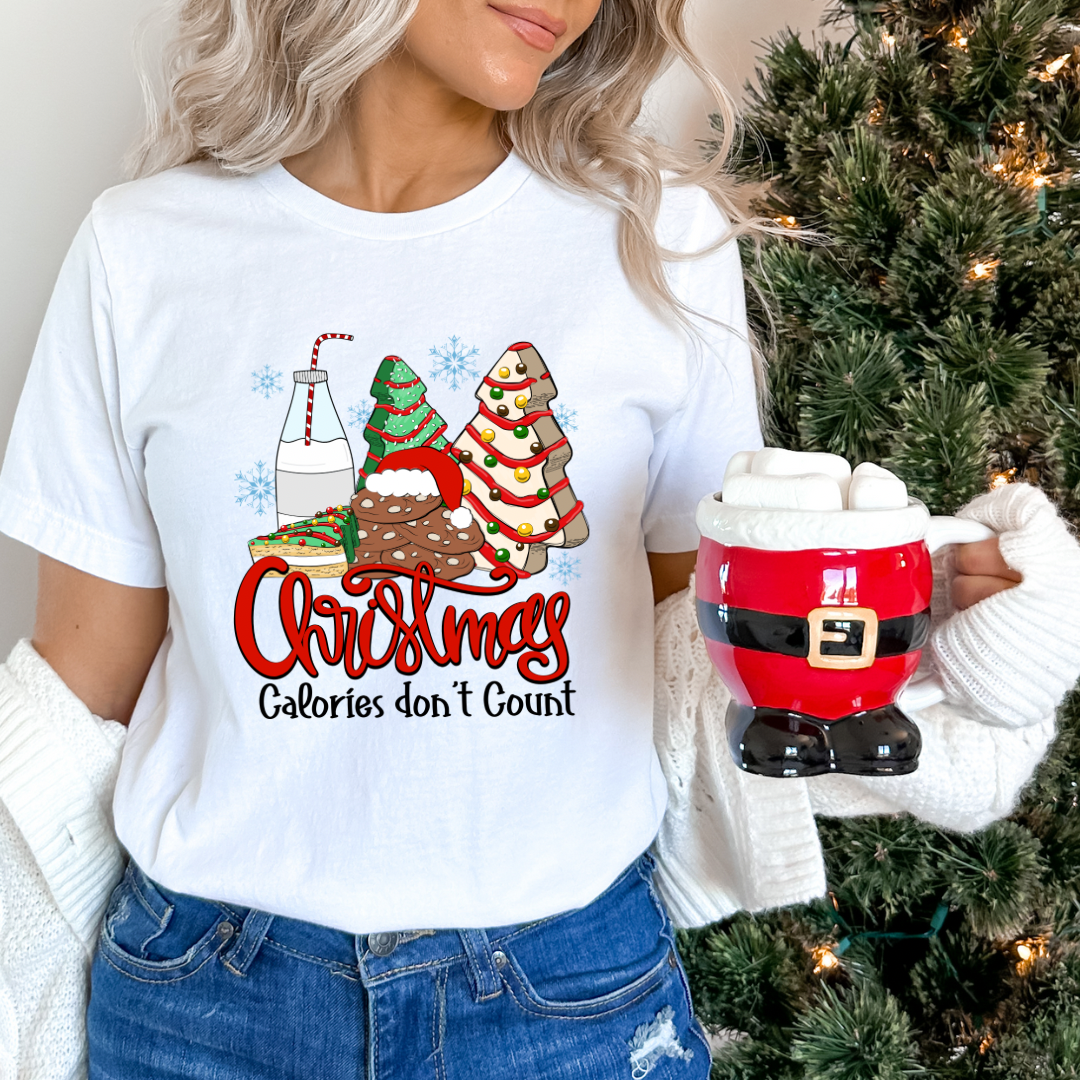 "Christmas Calories Don't Count Shirt – Guilt-Free Indulgence for the Holidays!"