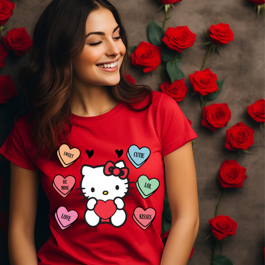 Cute Kitty with Hearts Valentines Shirt
