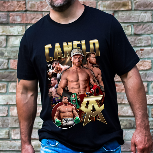 Boxing Graphic Tee with Gold Letters Design