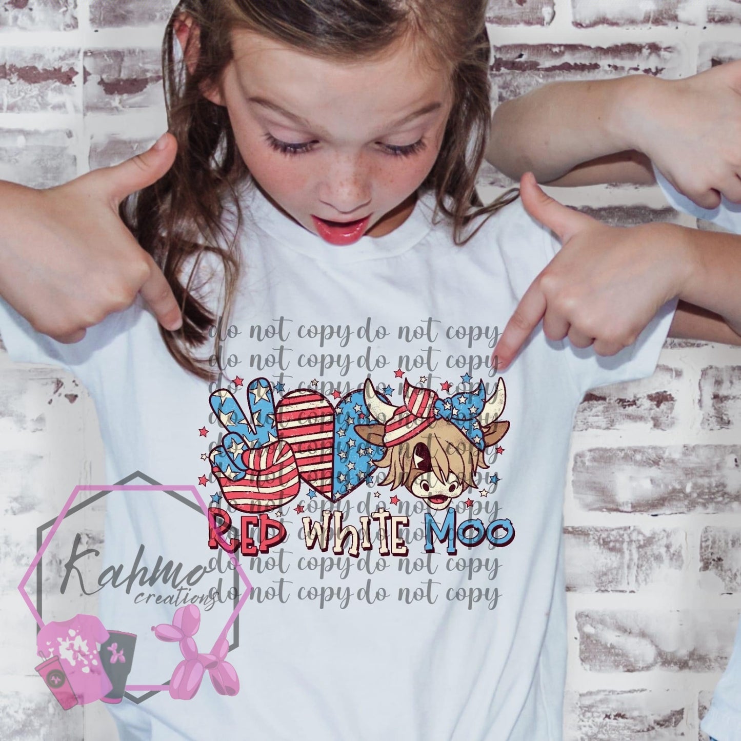 4th of July, Independence Tee, red white moo