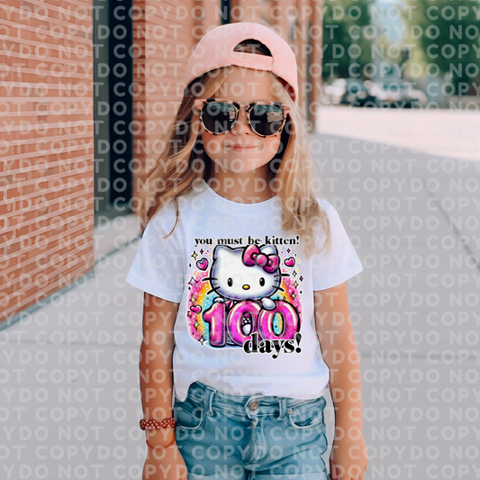 Cute Kitty Pink 100 Days of School Celebration Shirt