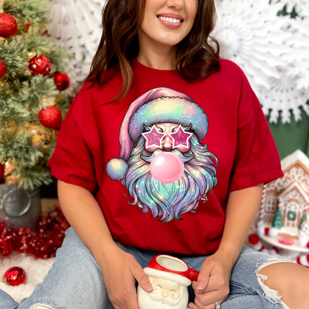 Pink Santa with glasses Tees