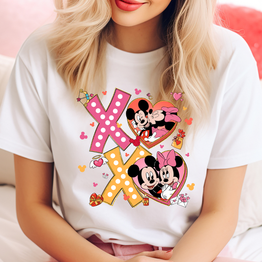 XOXO Mouse Couple Letters Valentines Shirt