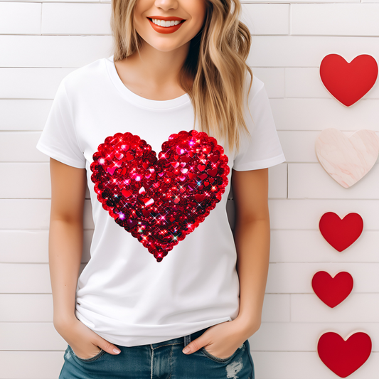 Faux Sequin Valentine's Heart Shirt