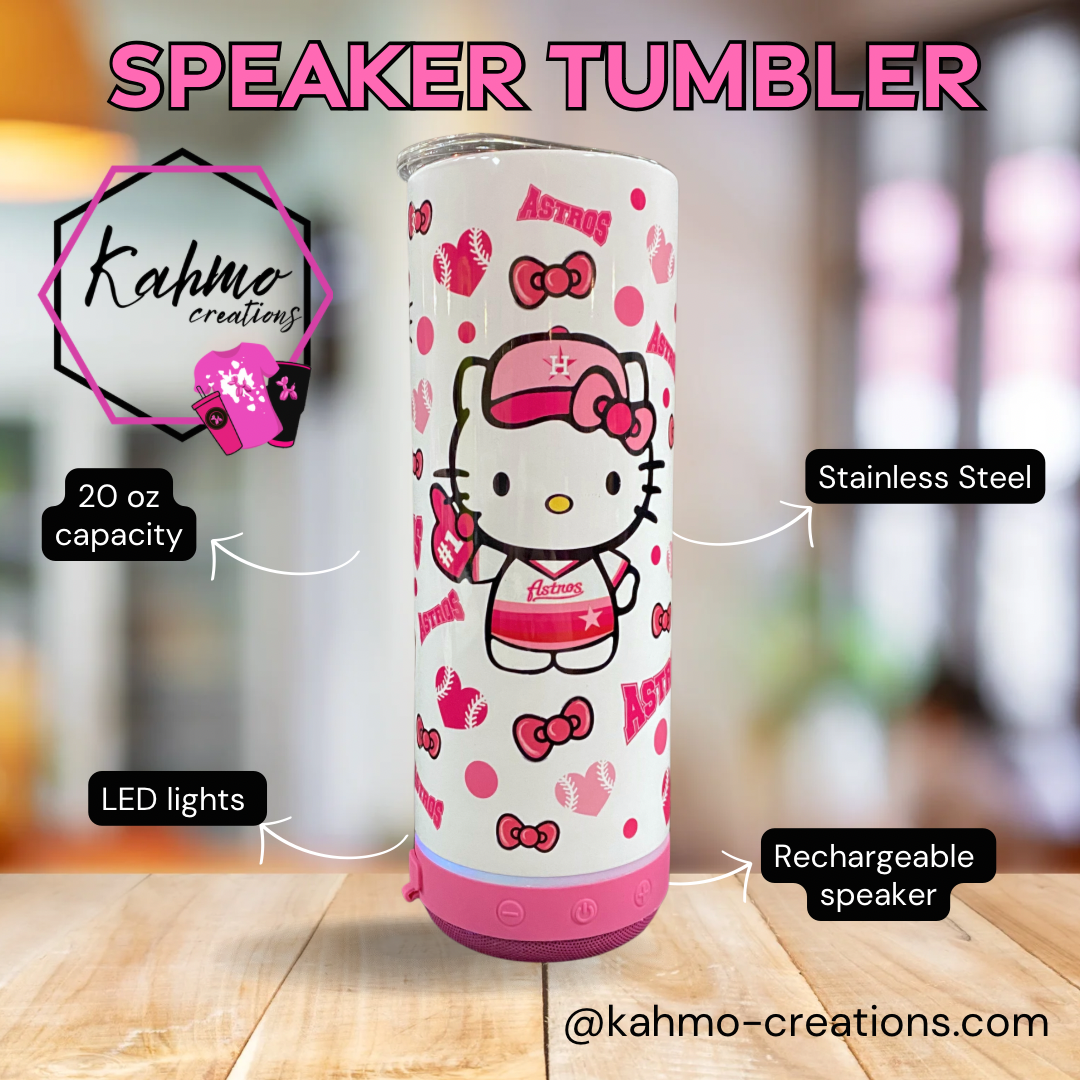 Baseball Kitty Portable Wireless Bluetooth Speaker Custom Tumbler with LED Lights  Customized Tumbler in Stainless Steel, Summer Tumbler