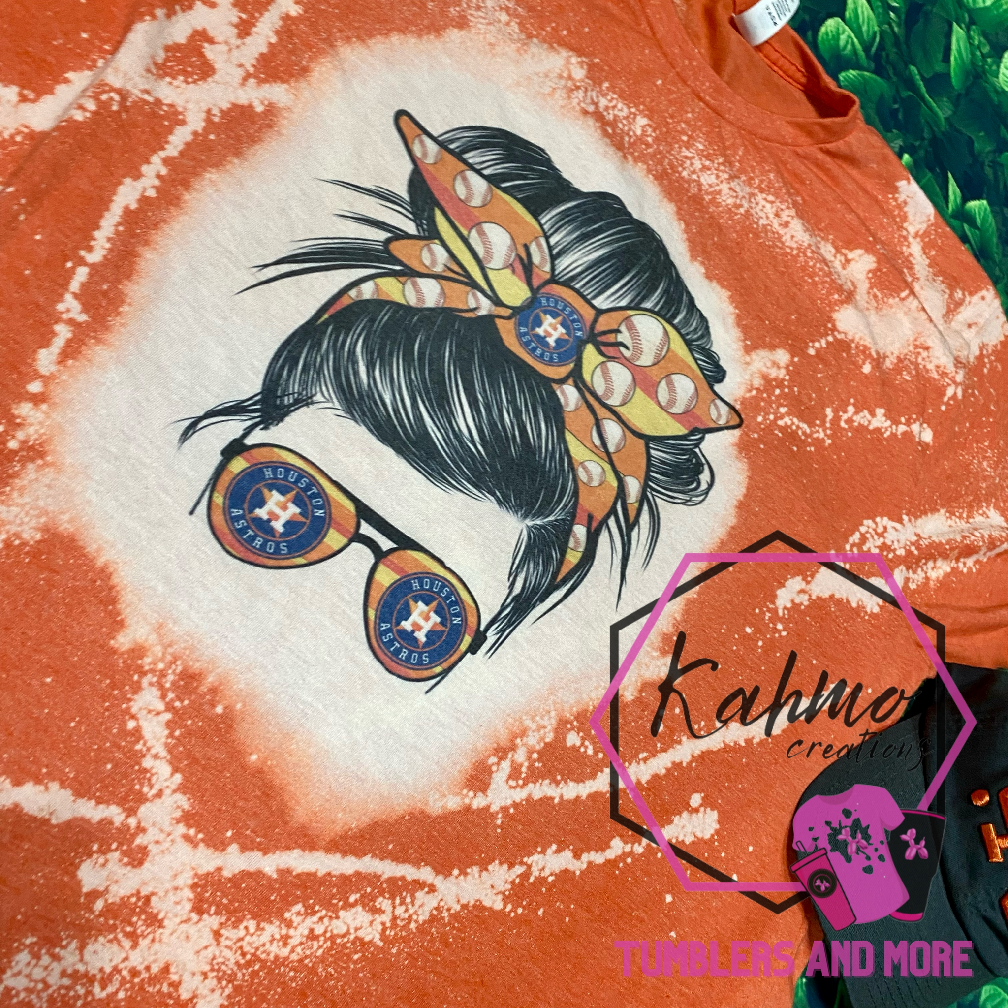 Vintage Houston Astros Messy Bun Distressed Tee – Kahmo Creations